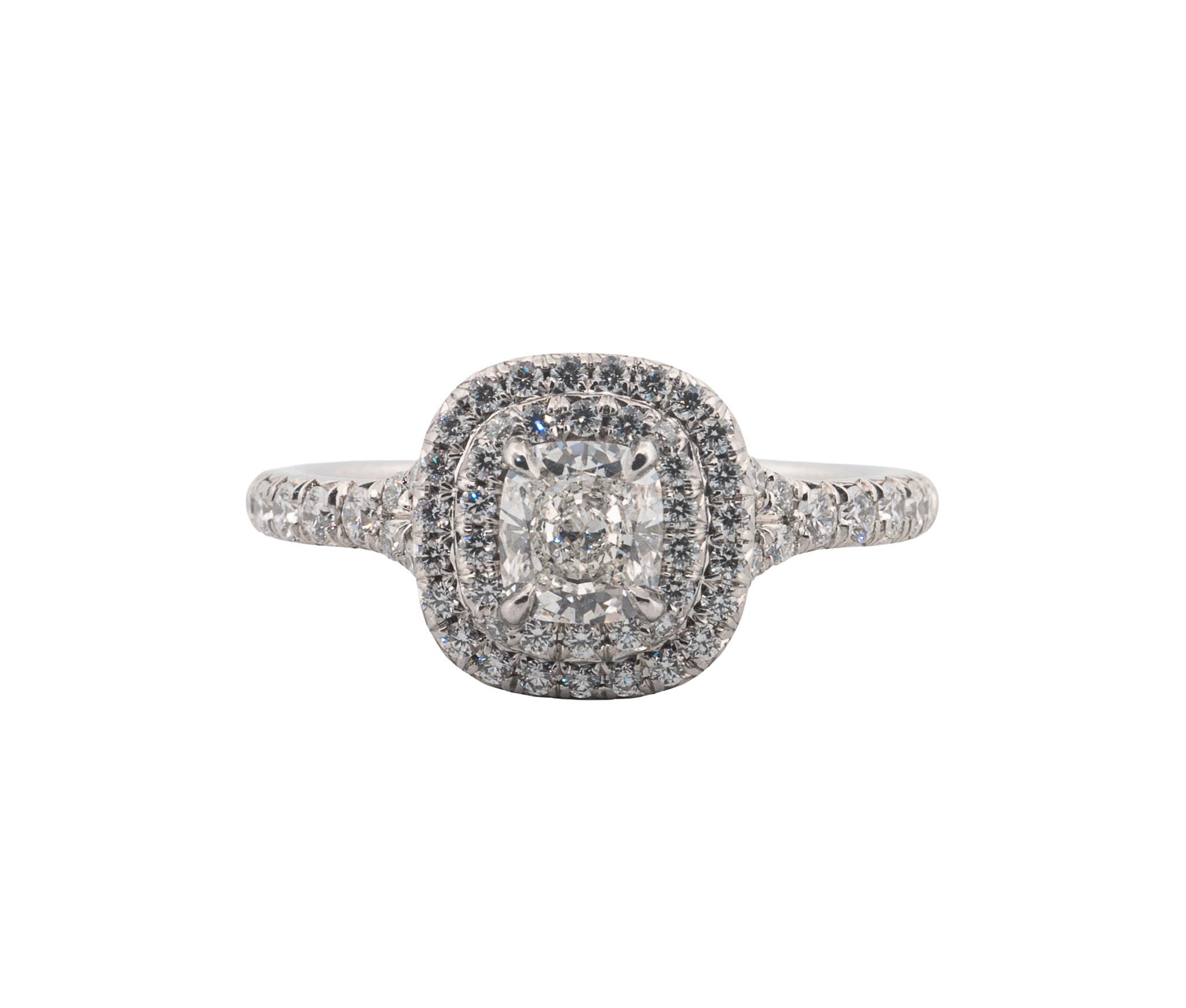 Tiffany and Co Soleste Platinum 0.35ct H VVS1 Cushion Shaped Diamond Ring
