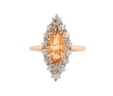 18K Yellow Gold Antique Imperial Topaz & Diamond Ring