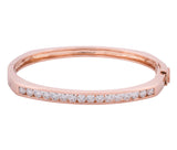 14K Rose Gold Channel Set Diamond Geometric Hinged Bangle Bracelet