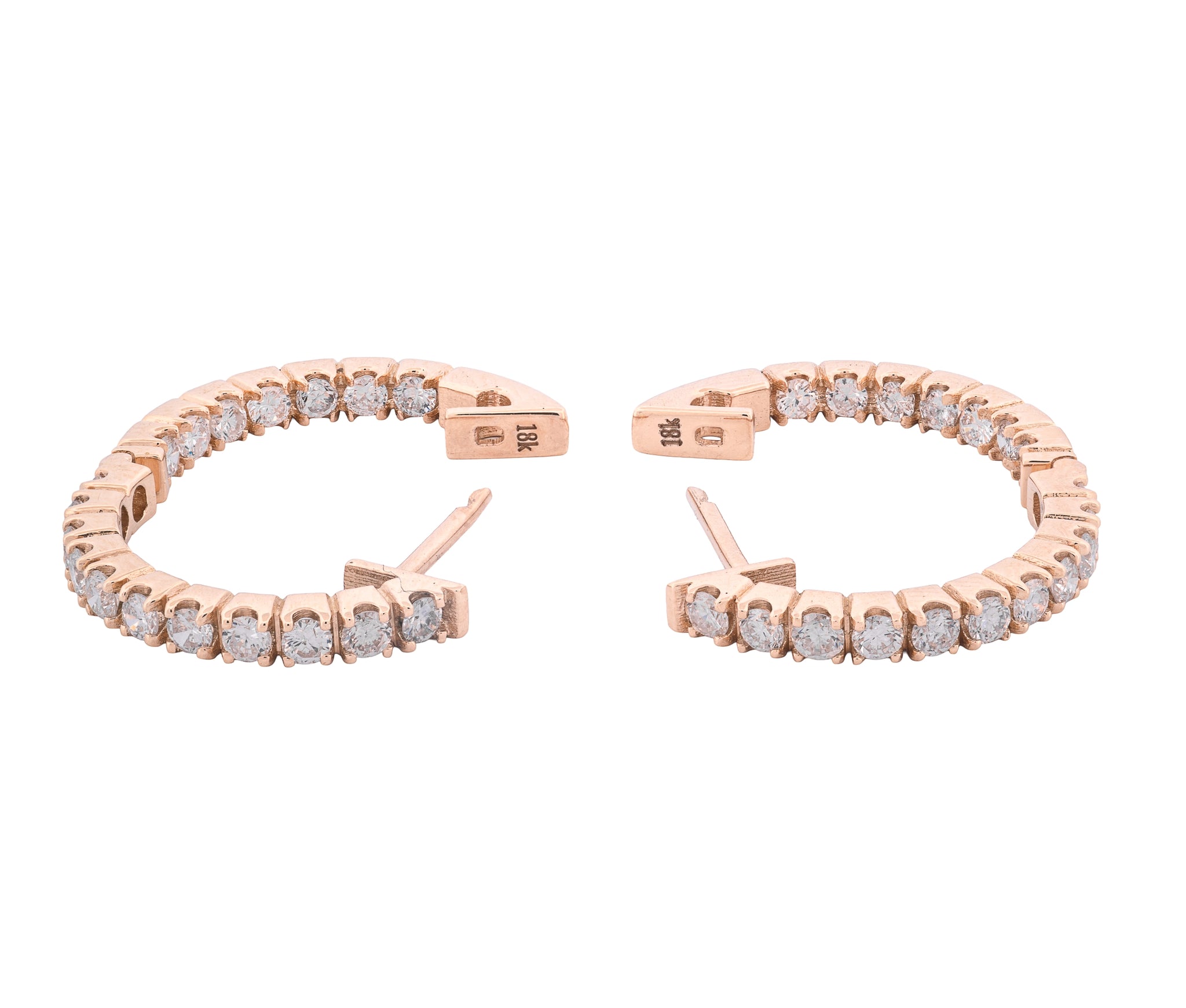 18KT Yellow Gold Diamond Hoop Earrings