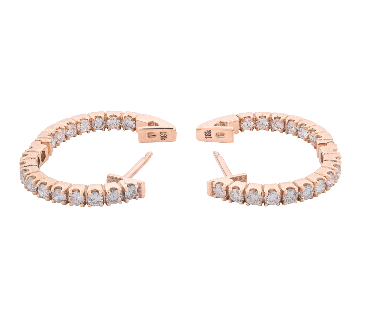 18KT Yellow Gold Diamond Hoop Earrings