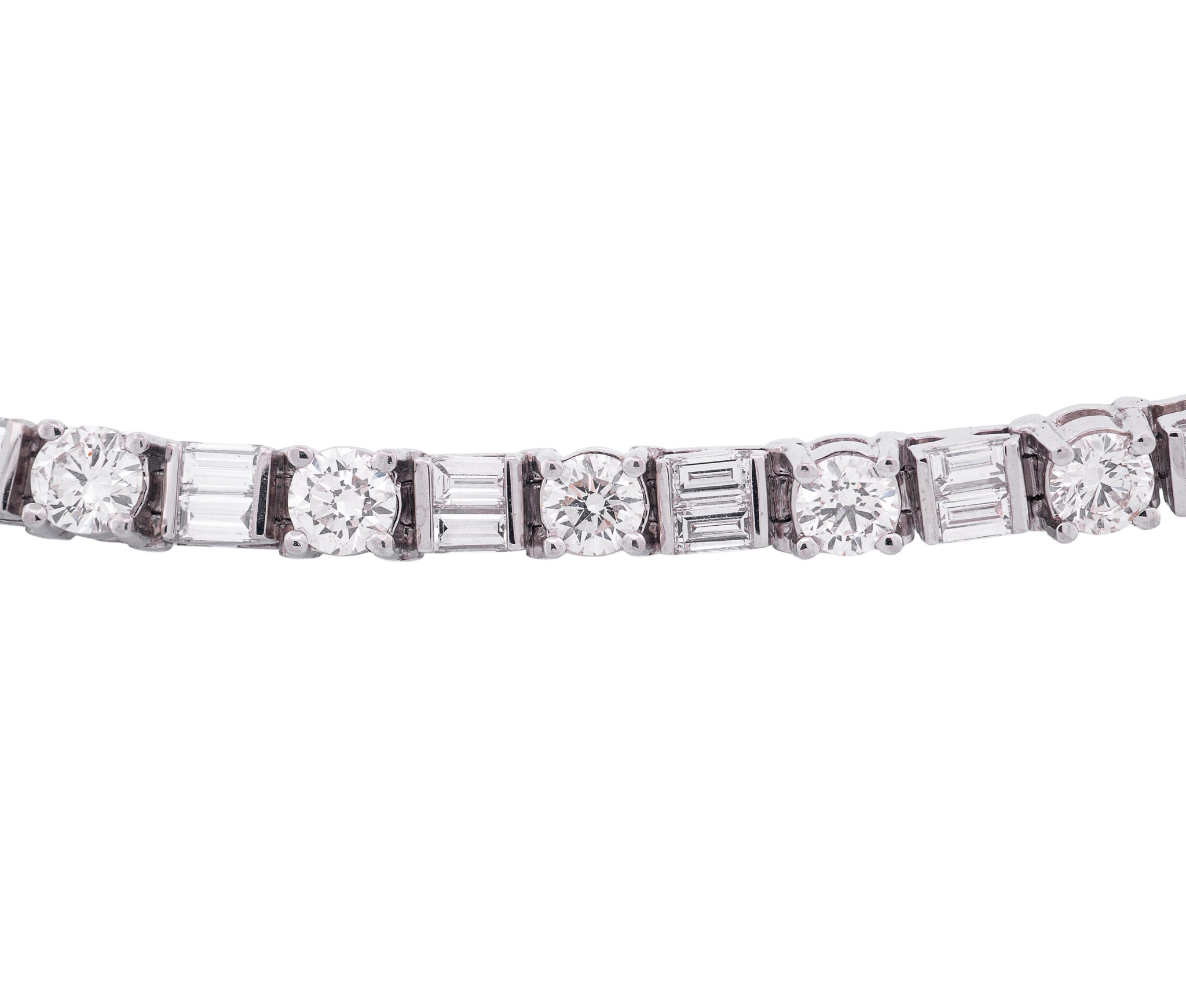 Platinum 6.00ct Round and Baguette Cut Diamond Bracelet