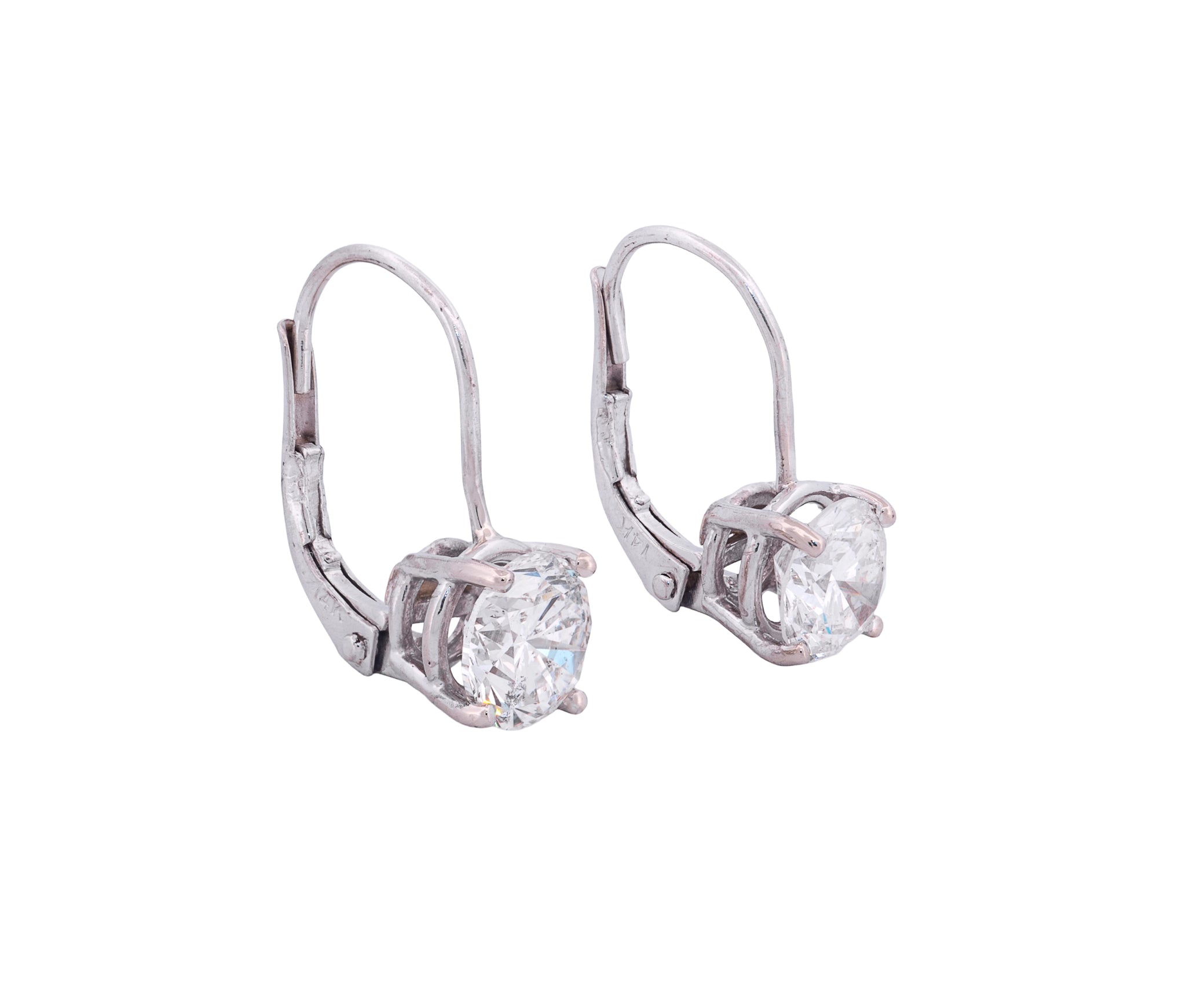14K White Gold 2.22 CTW Round Brilliant H I1 H I1 GIA Diamond Studs