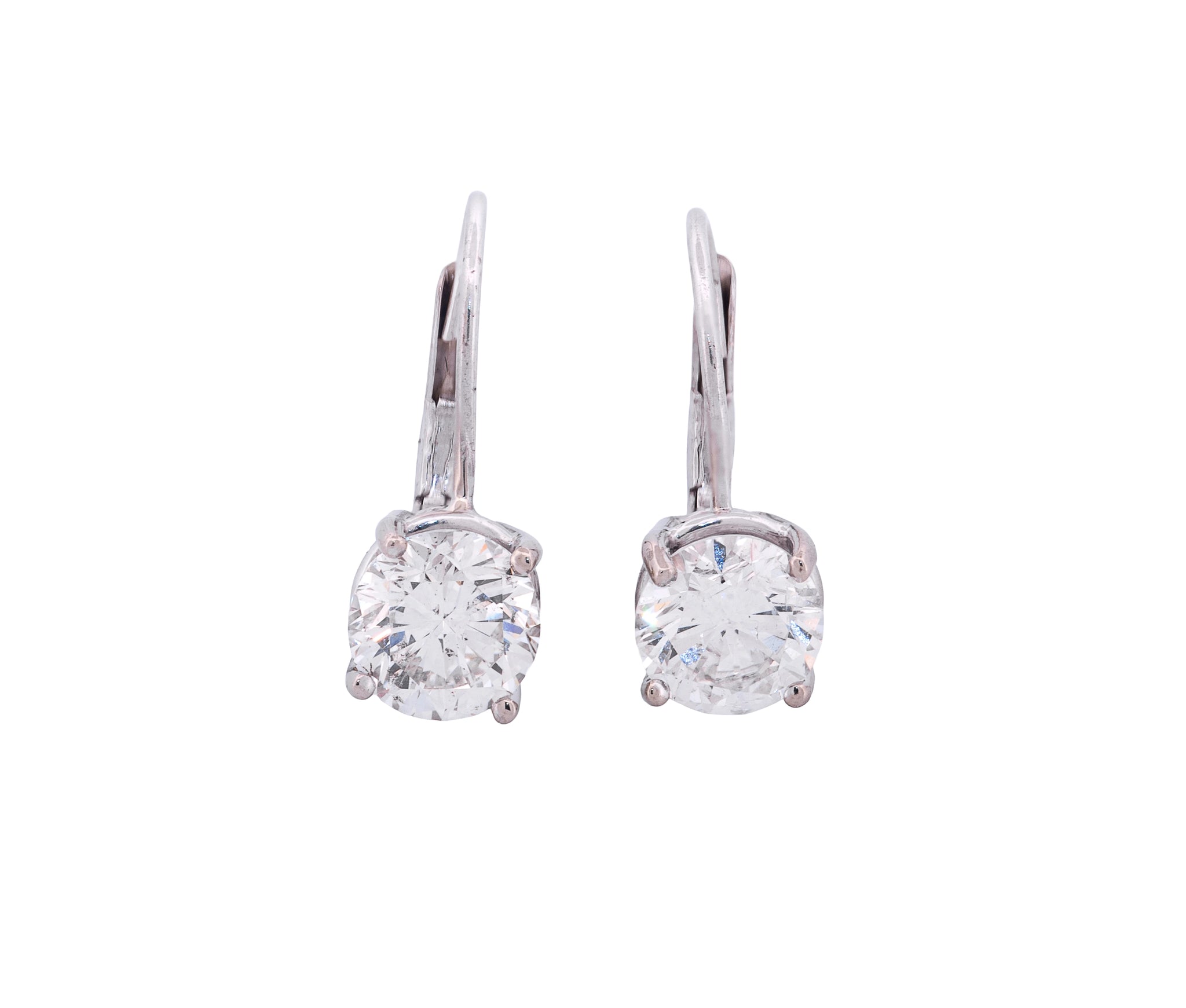 14K White Gold 2.22 CTW Round Brilliant H I1 H I1 GIA Diamond Studs