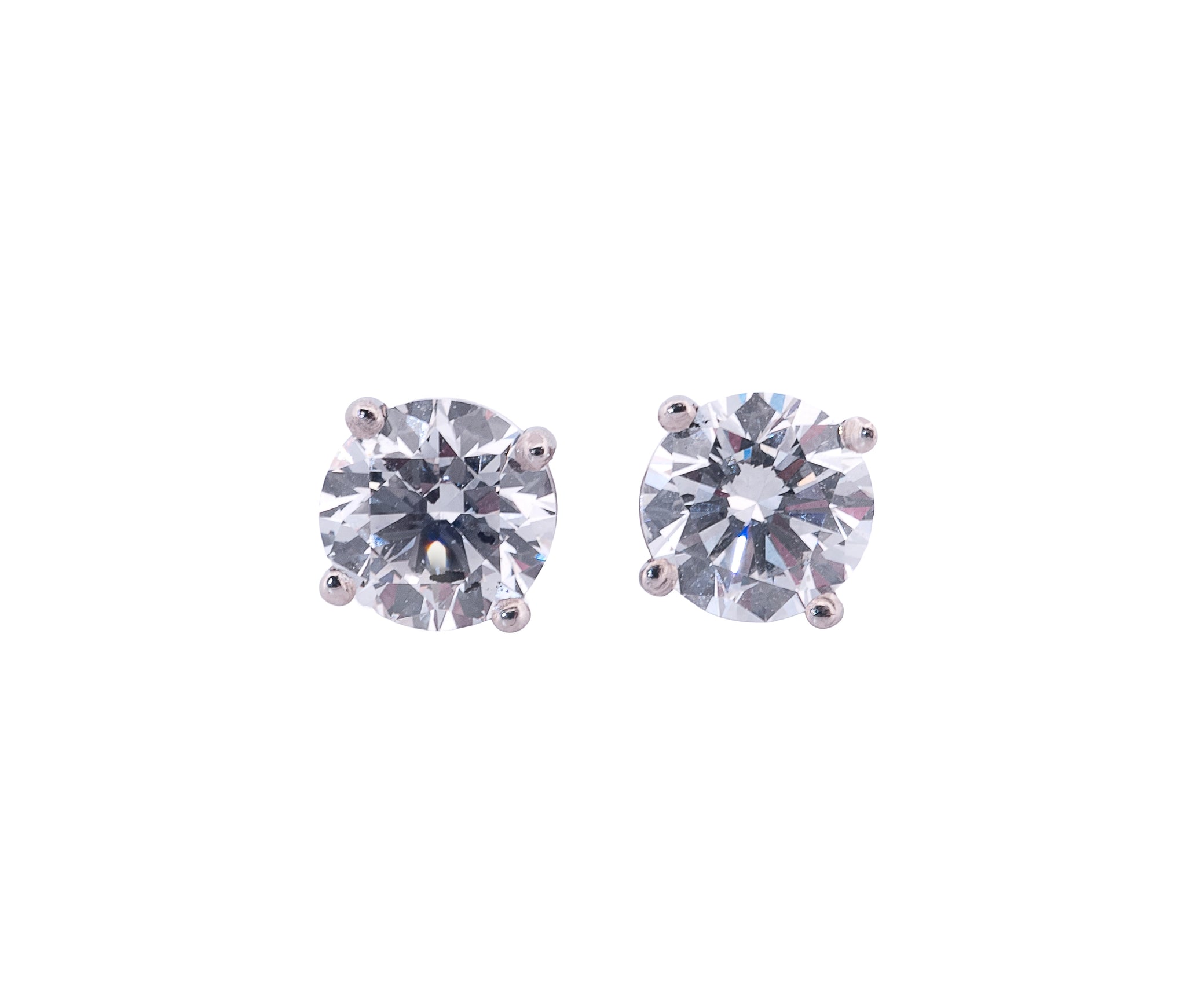 Round Brilliant 2.01 CTW F VS2 E VS2 GIA Diamond Studs 14K White Gold