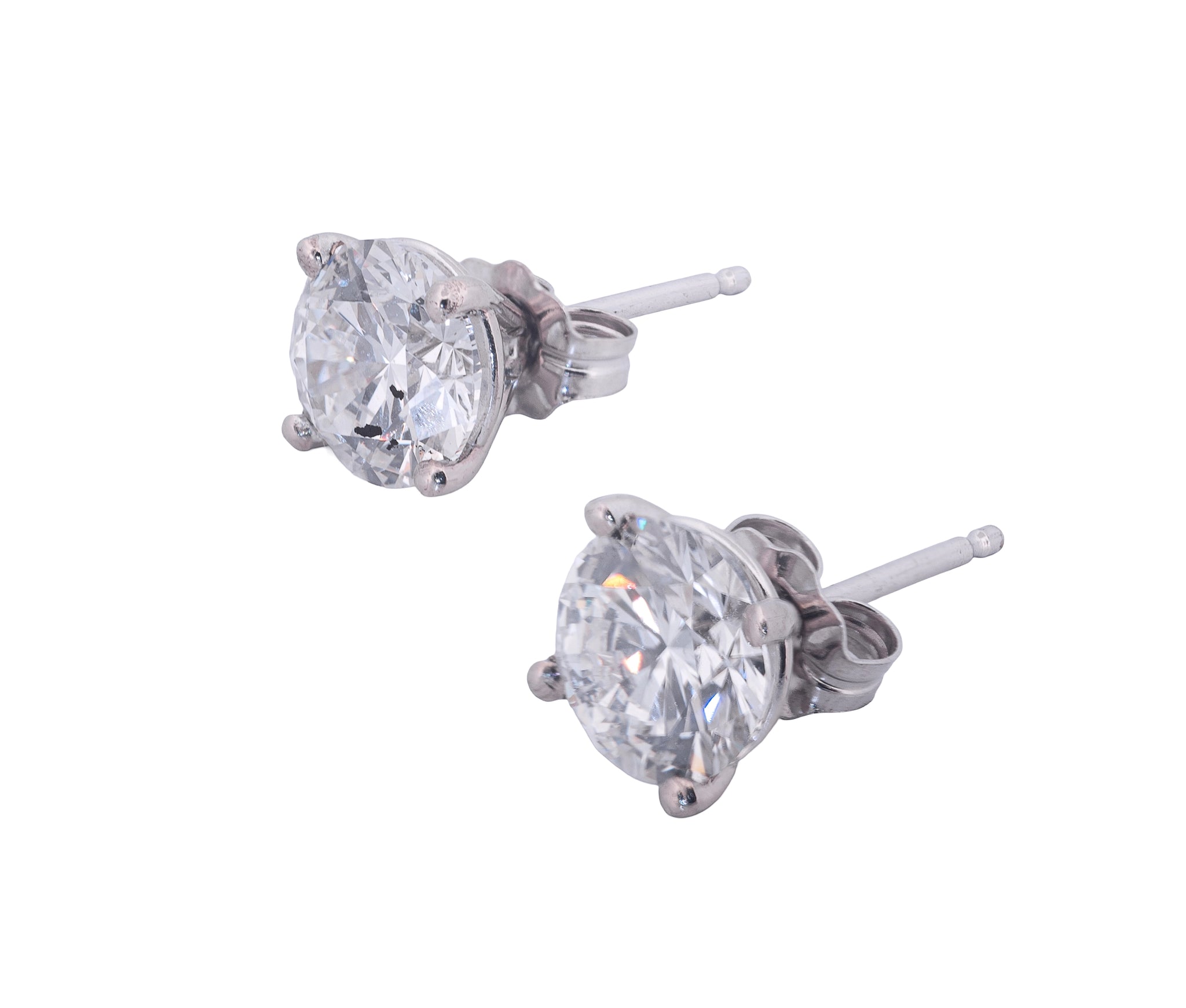 Round Brilliant 2.01 CTW F VS2 E VS2 GIA Diamond Studs 14K White Gold