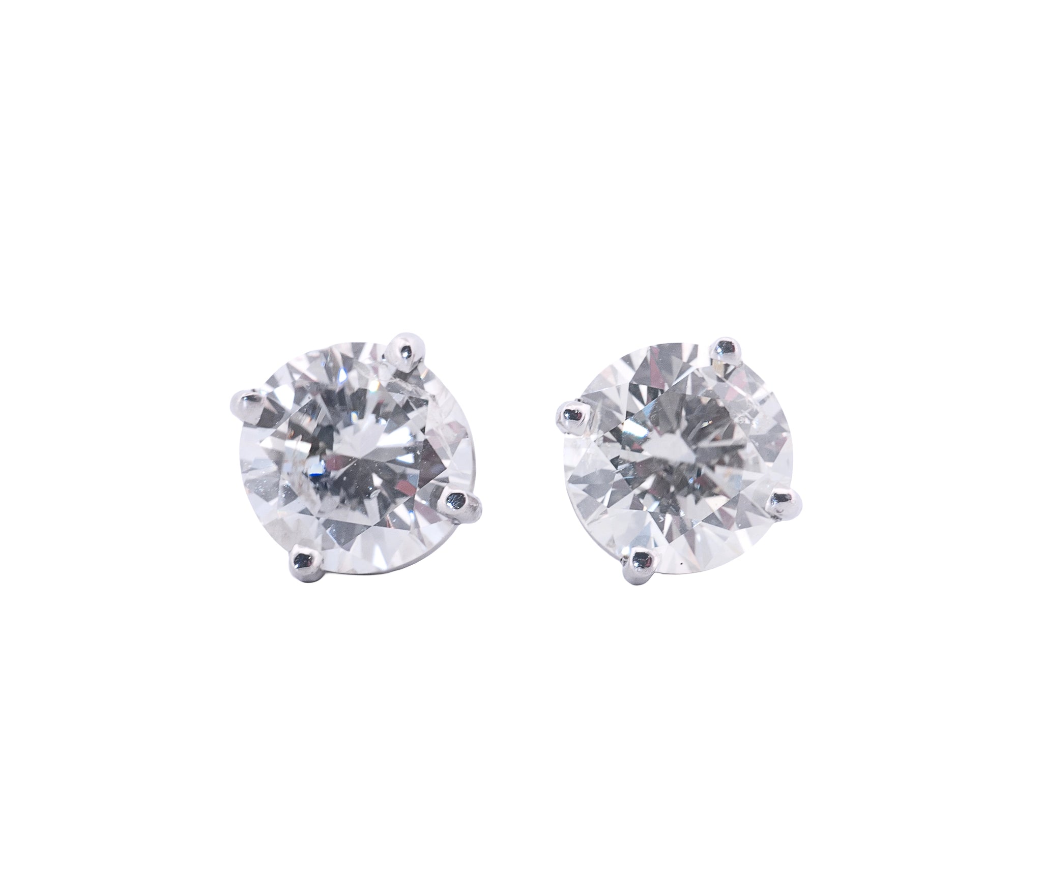 Platinum 2.01 CTW Round Brilliant L I2 N I1 GIA Diamond Studs