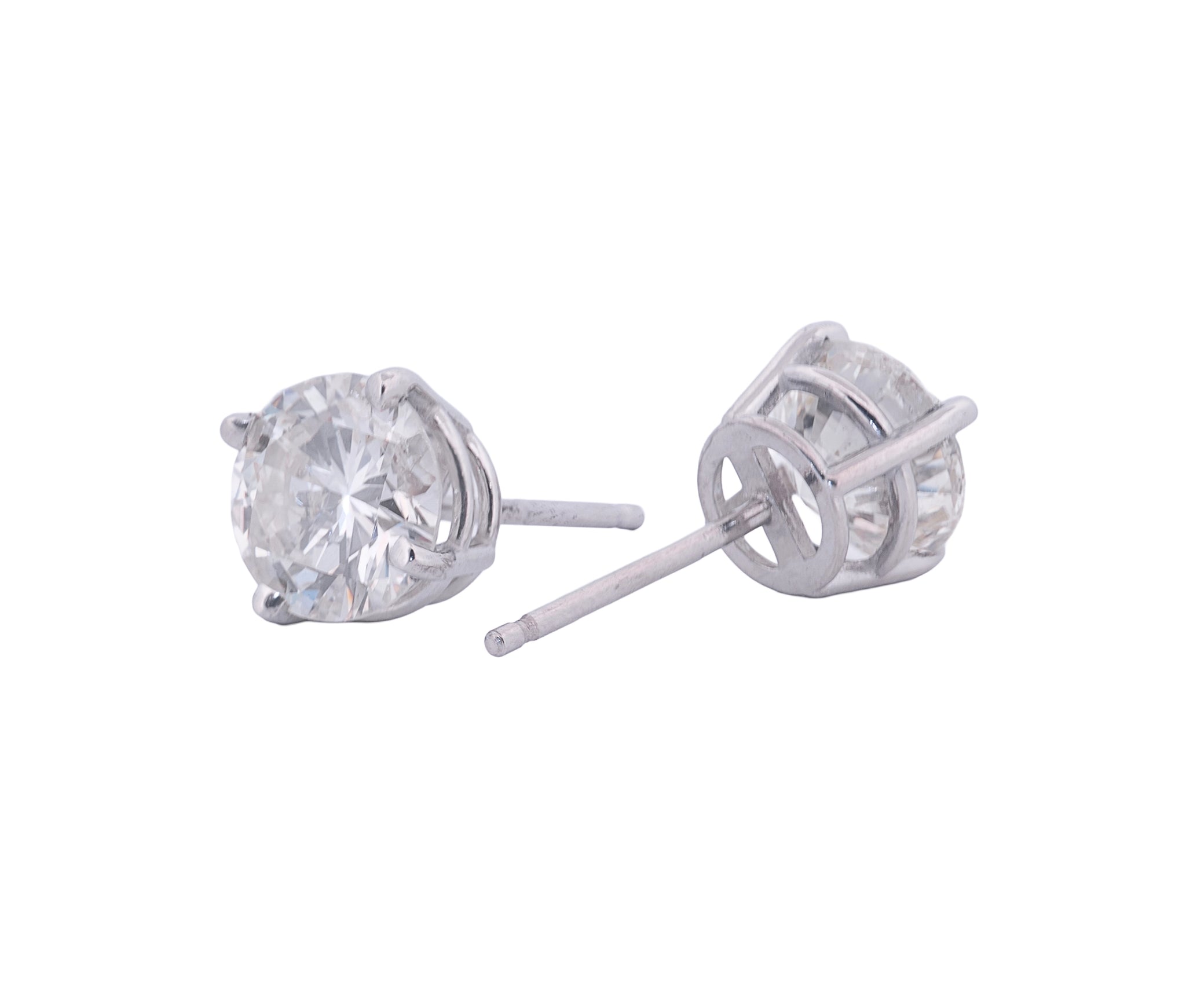 Platinum 2.01 CTW Round Brilliant L I2 N I1 GIA Diamond Studs