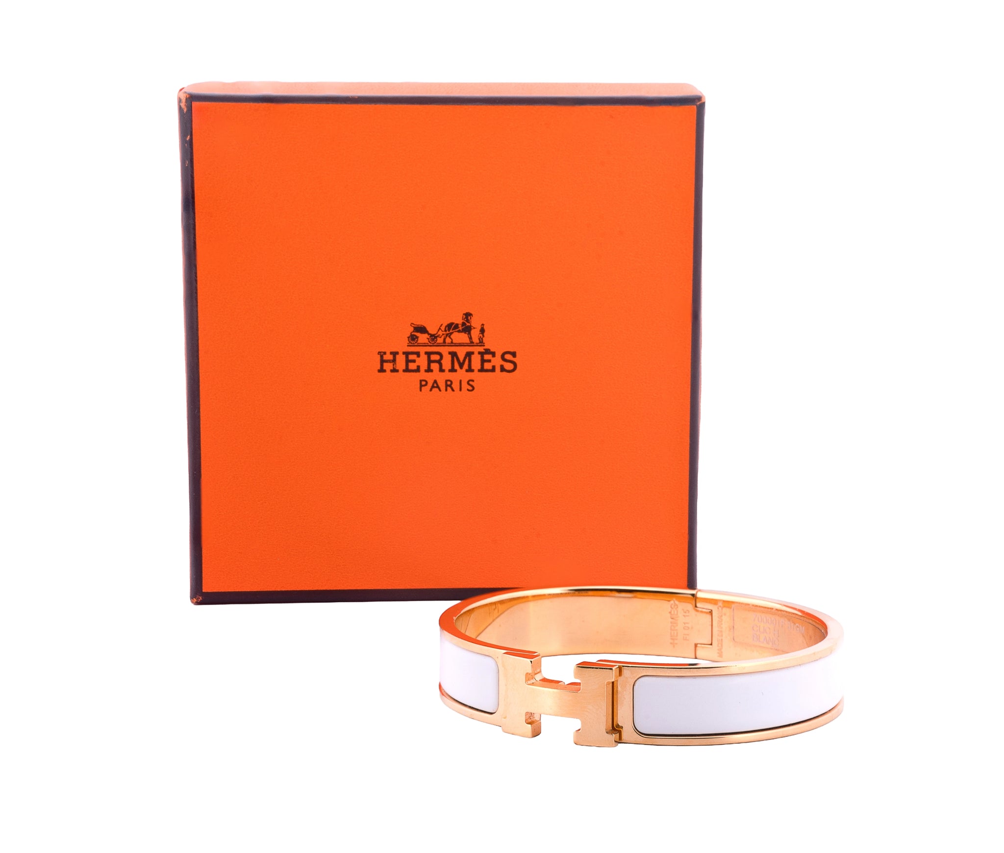 Hermès Gold & White Clic Clac H Bracelet