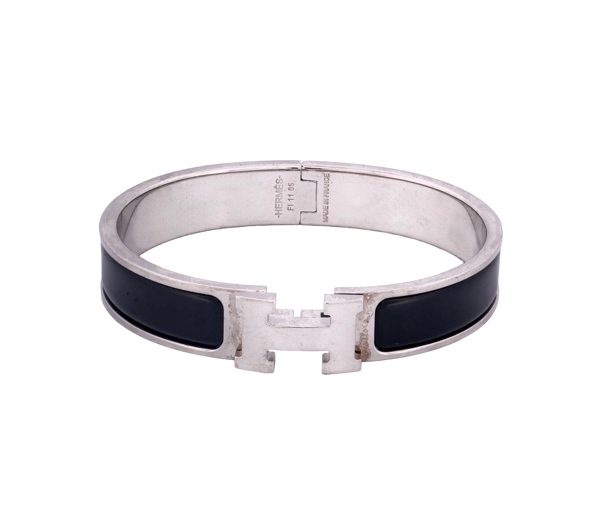 Hermès Black and Silver Clic H Bracelet