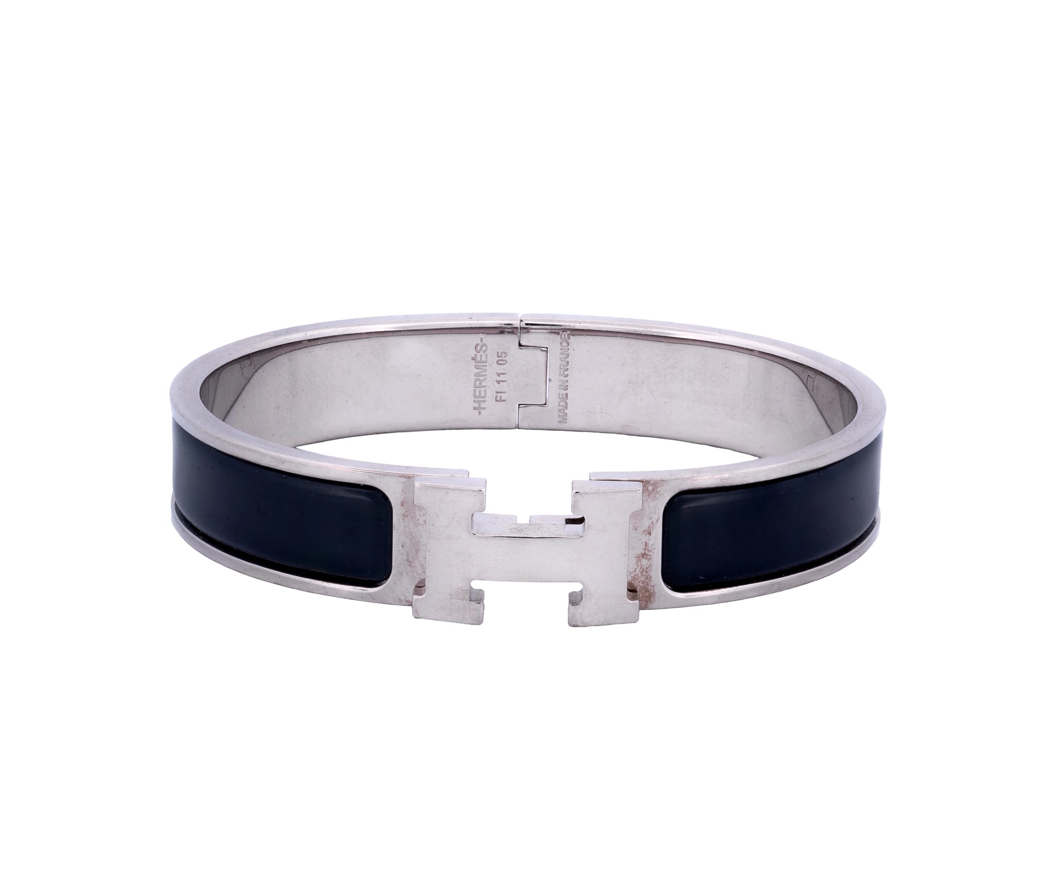Hermès Black and Silver Clic H Bracelet