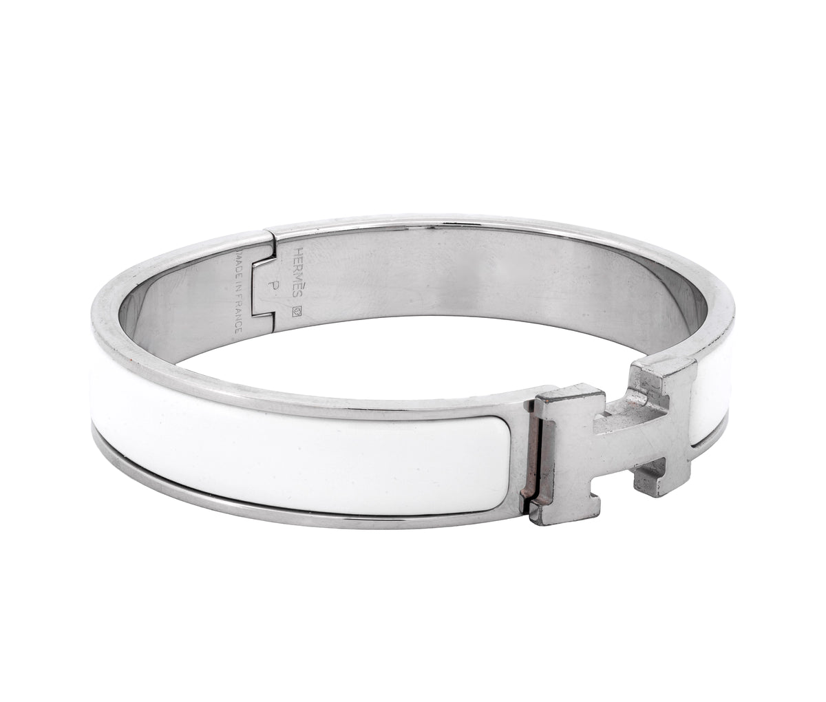 Hermès Silver & White Clic H Bracelet