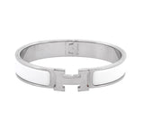 Hermès Silver & White Clic H Bracelet