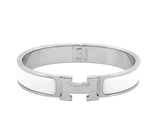 Hermès Silver & White Clic H Bracelet