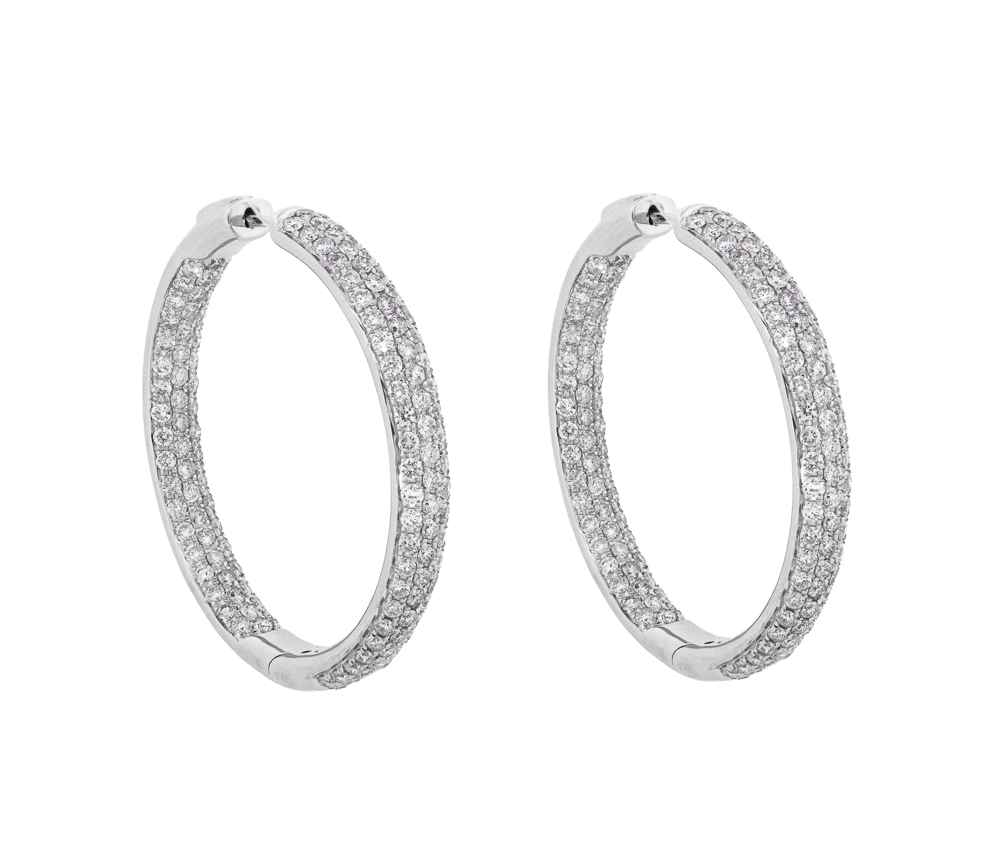 14K White Gold 4.82ct Diamond Hoop Earrings