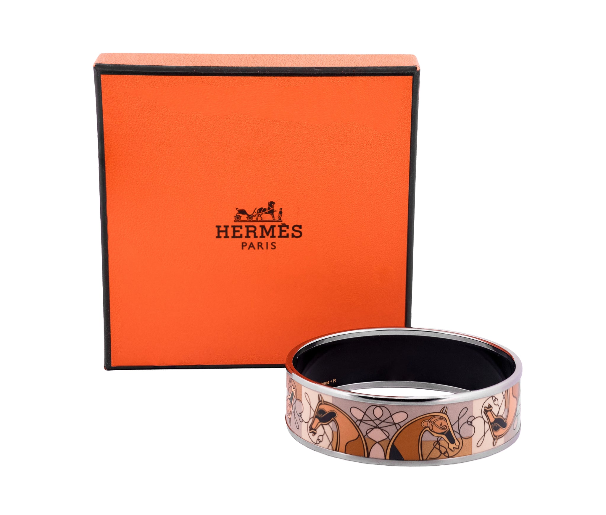 Hermes Emaile Gm Coup De Fouet Enamel Silver Bracelet