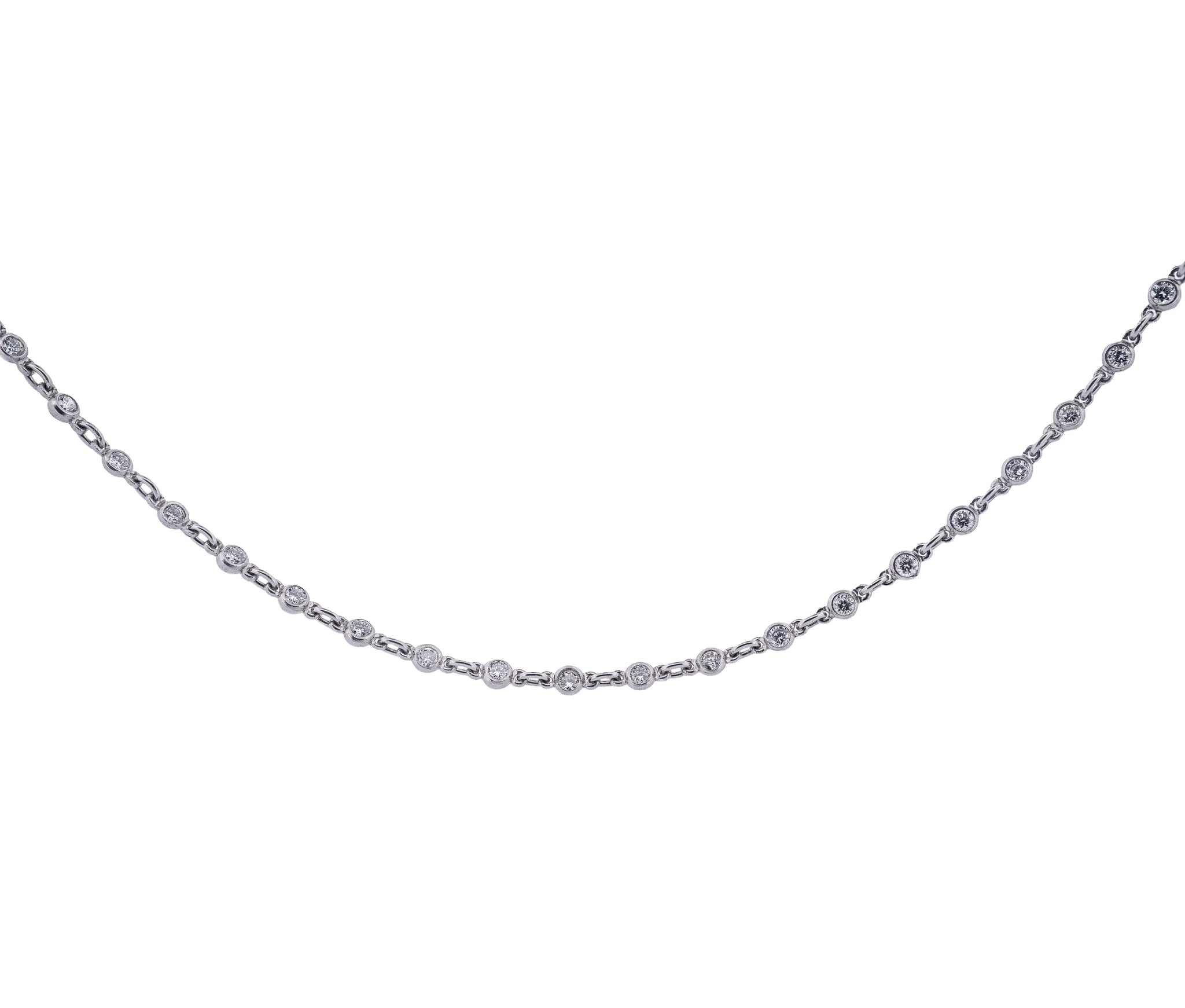 Platinum 2.4cttw. Diamonds By The Yard Necklace