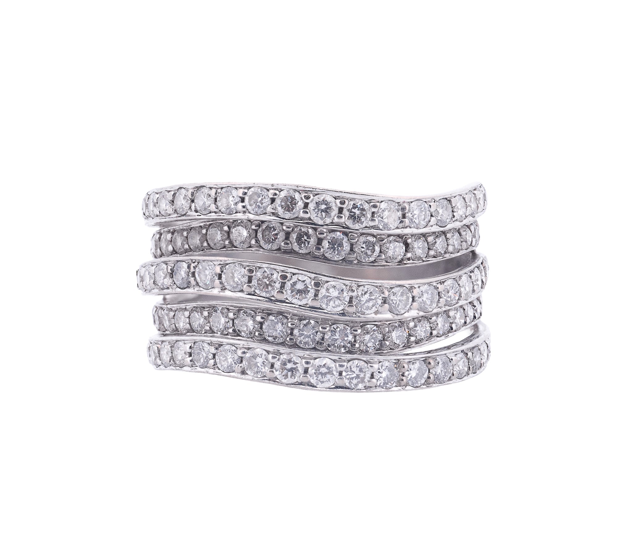 14K 1.61ct Diamond Multi-Row Wave Style Band