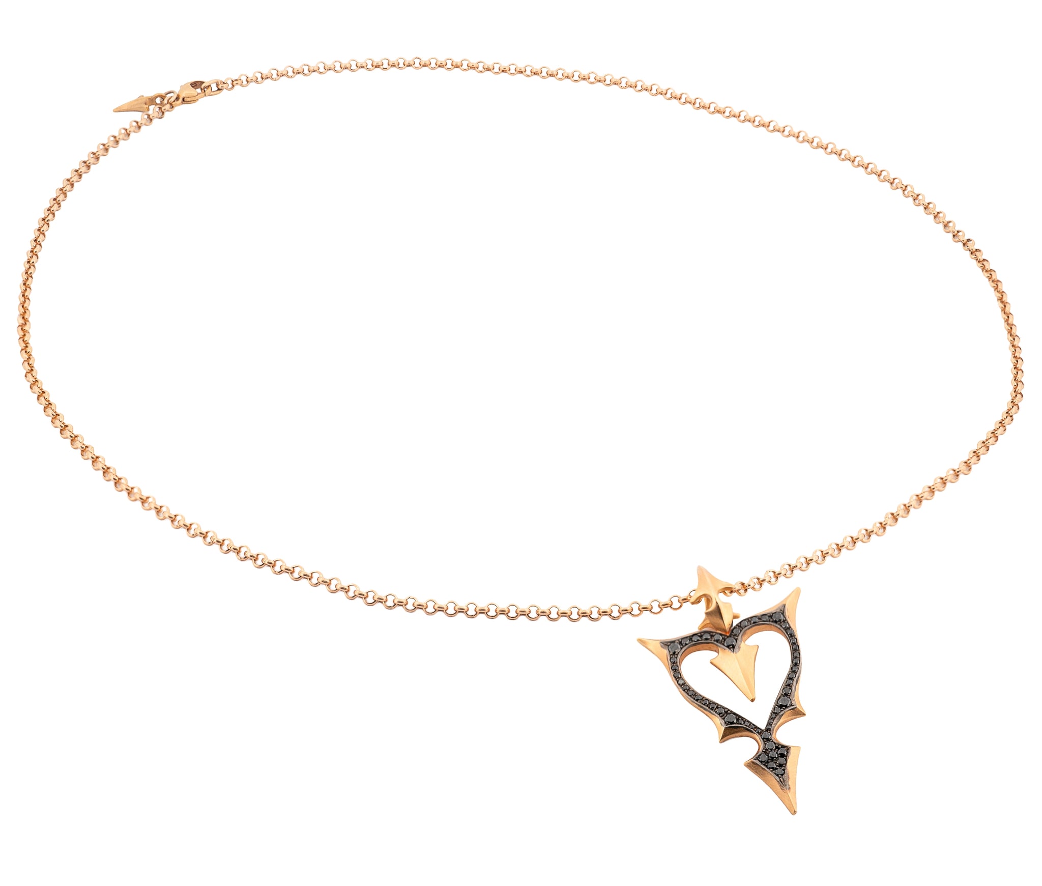 Kristen Farrell Black Diamond Rose Gold Pendant Necklace in 18K Rose Gold