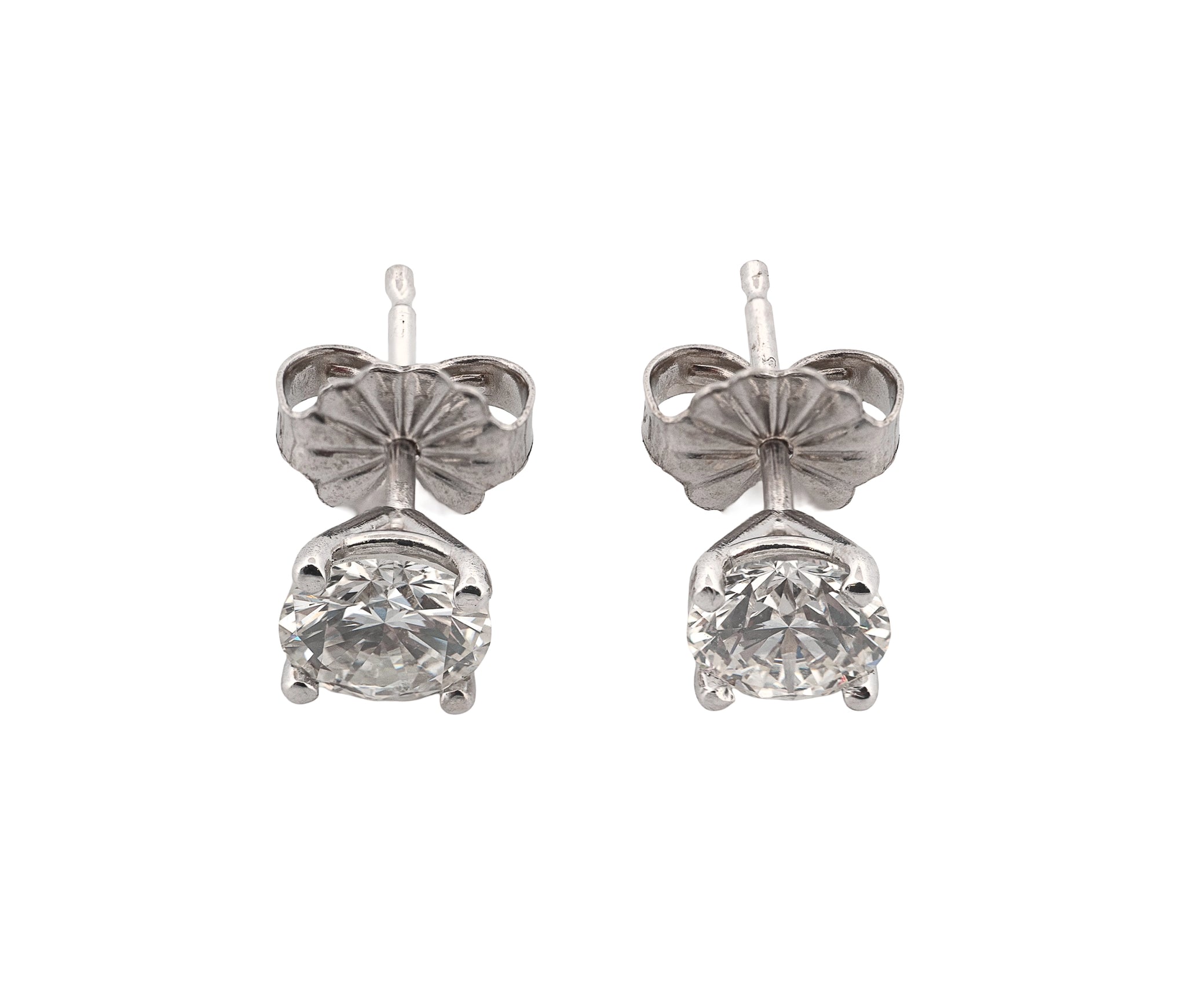 Round Brilliant 1.00 CTW I VS2 H SI1 GIA Diamond Studs 14K White Gold