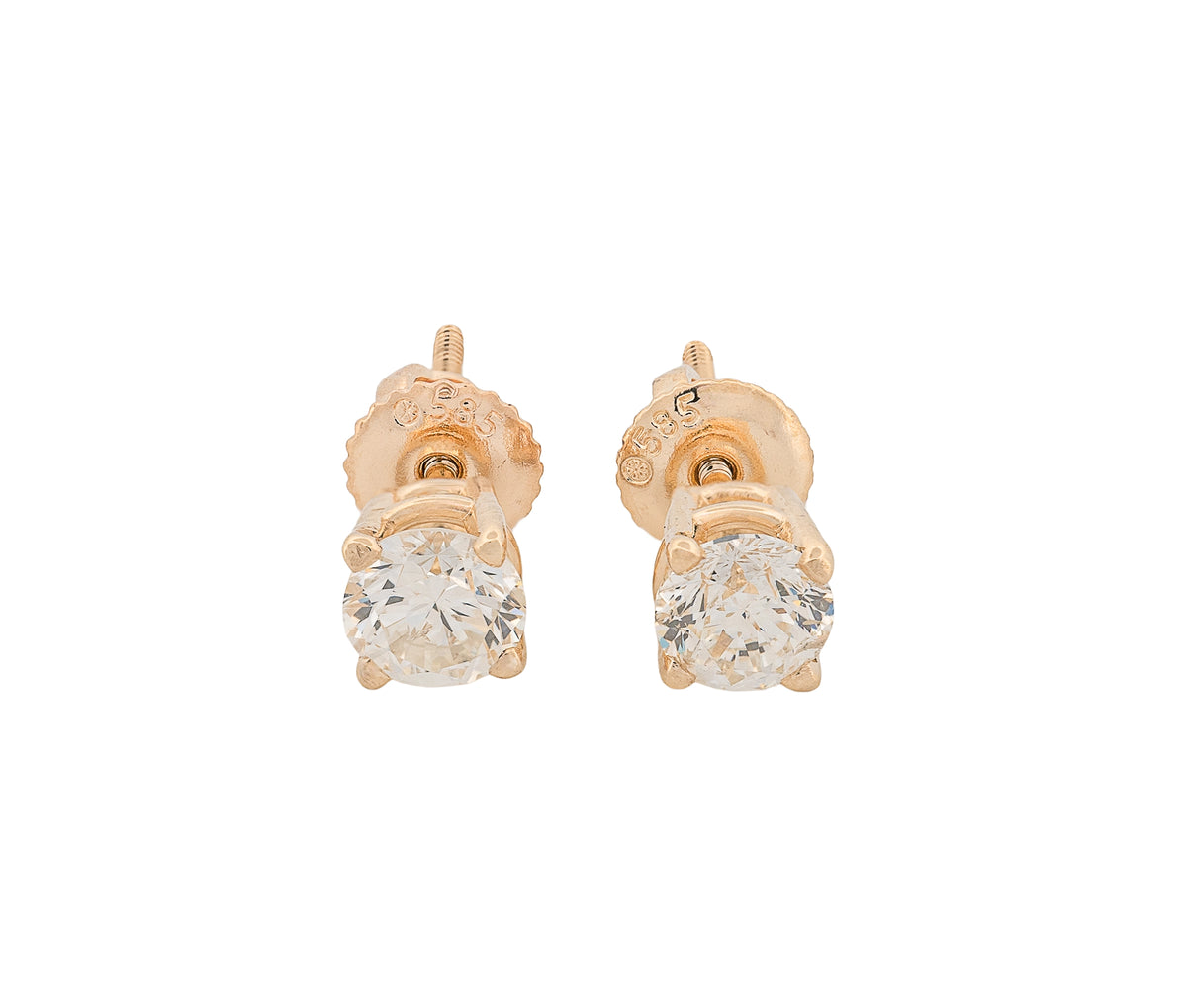 14K Yellow Gold 1.06 CTW Round Modified Brilliant L I1 K I1 GIA Diamond Studs