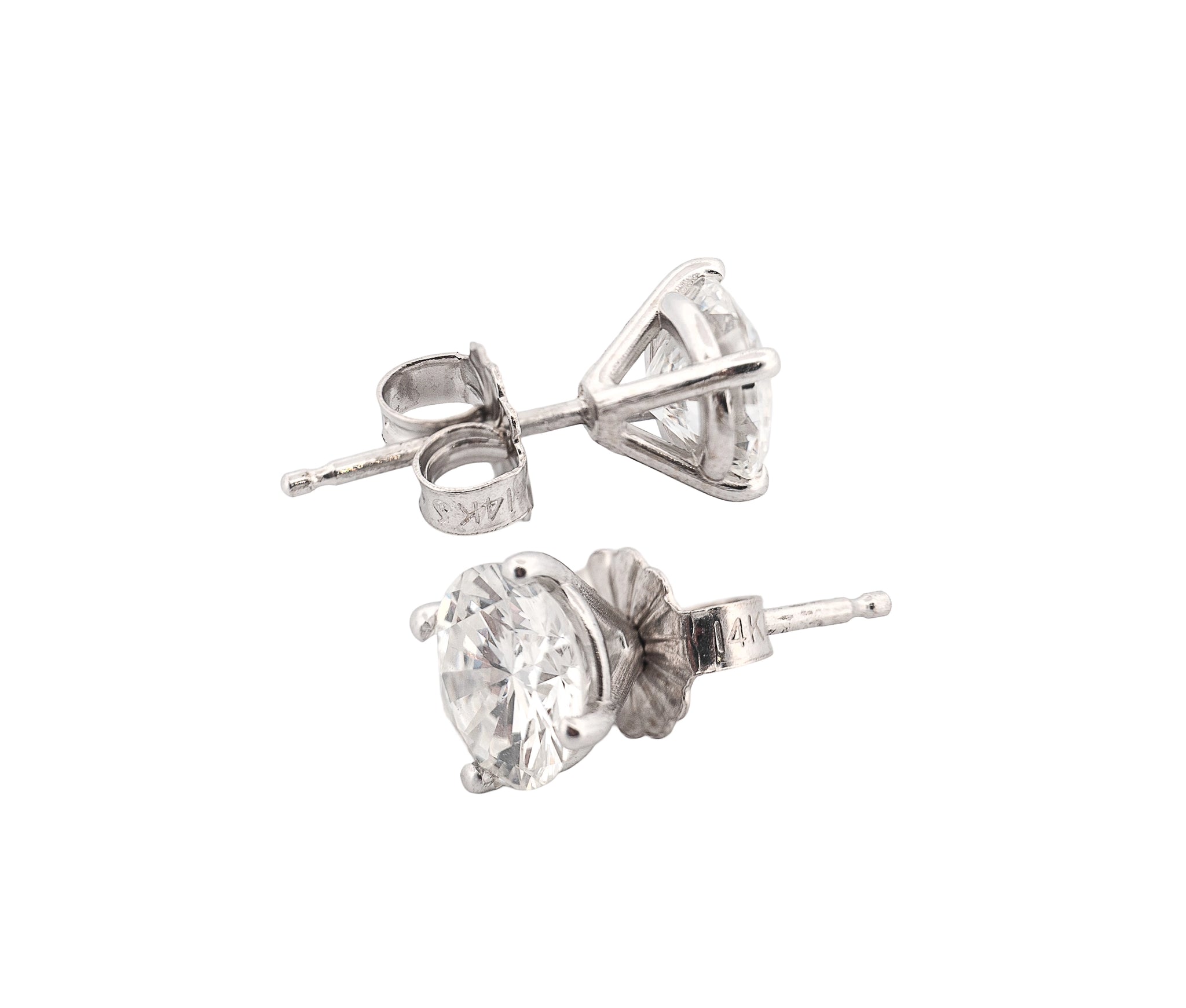 14K White Gold 1.60 CTW Round Brilliant G VS1 F VS1 GIA Diamond Studs