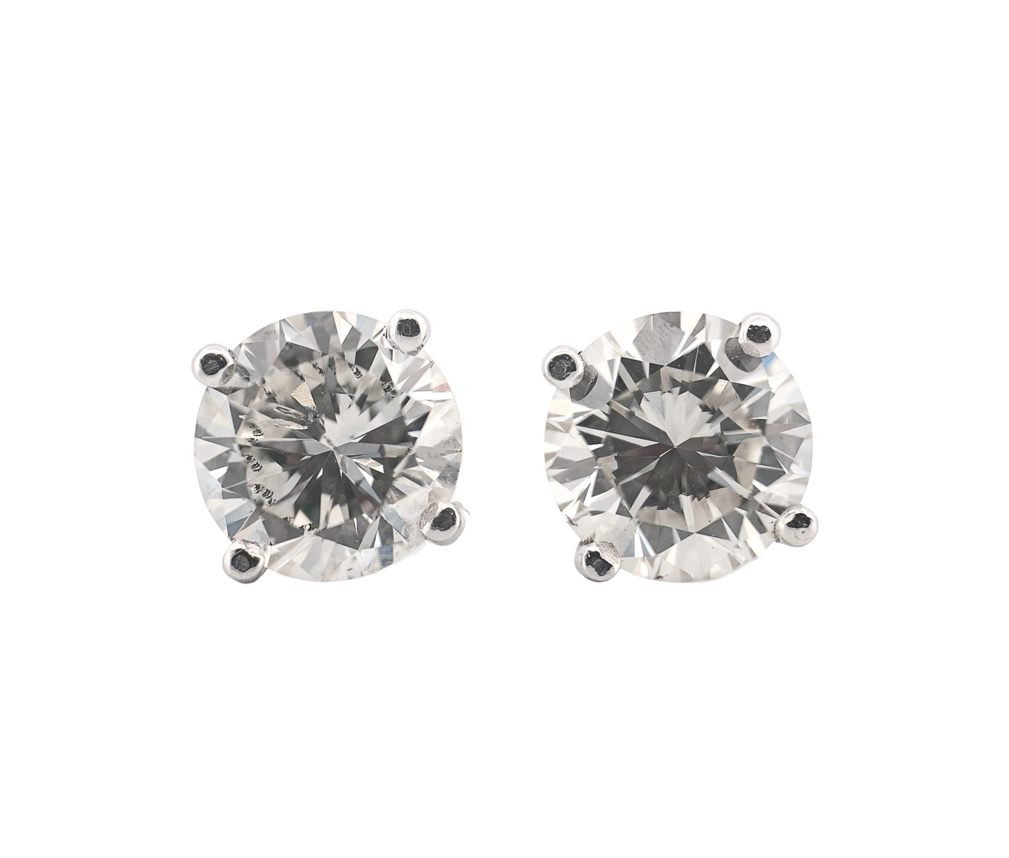 Round Brilliant 1.97 CTW I I1 J SI1 GIA Diamond Studs 14K White Gold