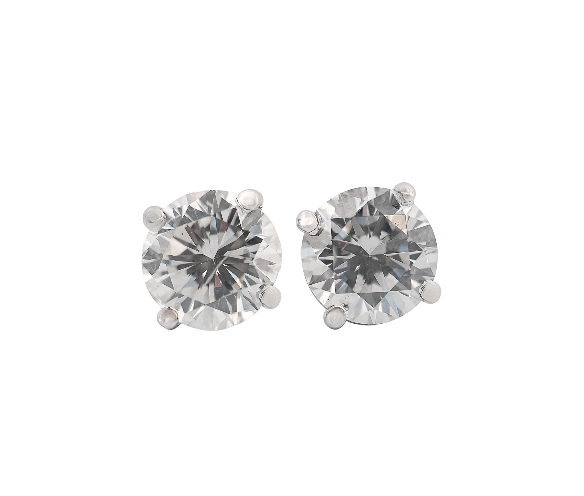 14K White Gold 1.55 CTW Round Brilliant E I1 E SI1 GIA Diamond Studs