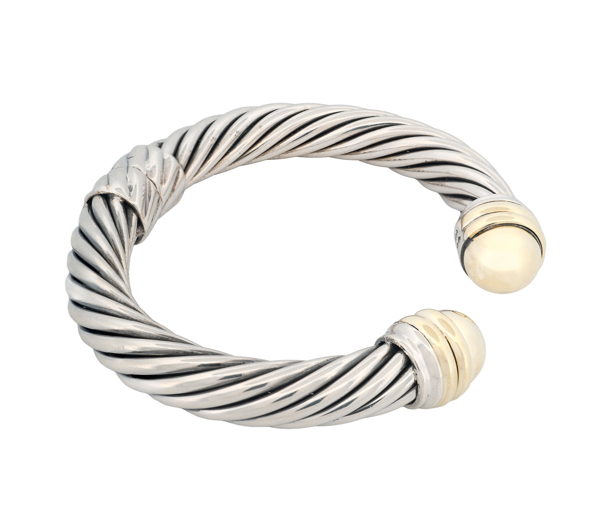 David Yurman Classic Cable Cuff In Sterling Silver and 14K Yellow Gold 10 mm