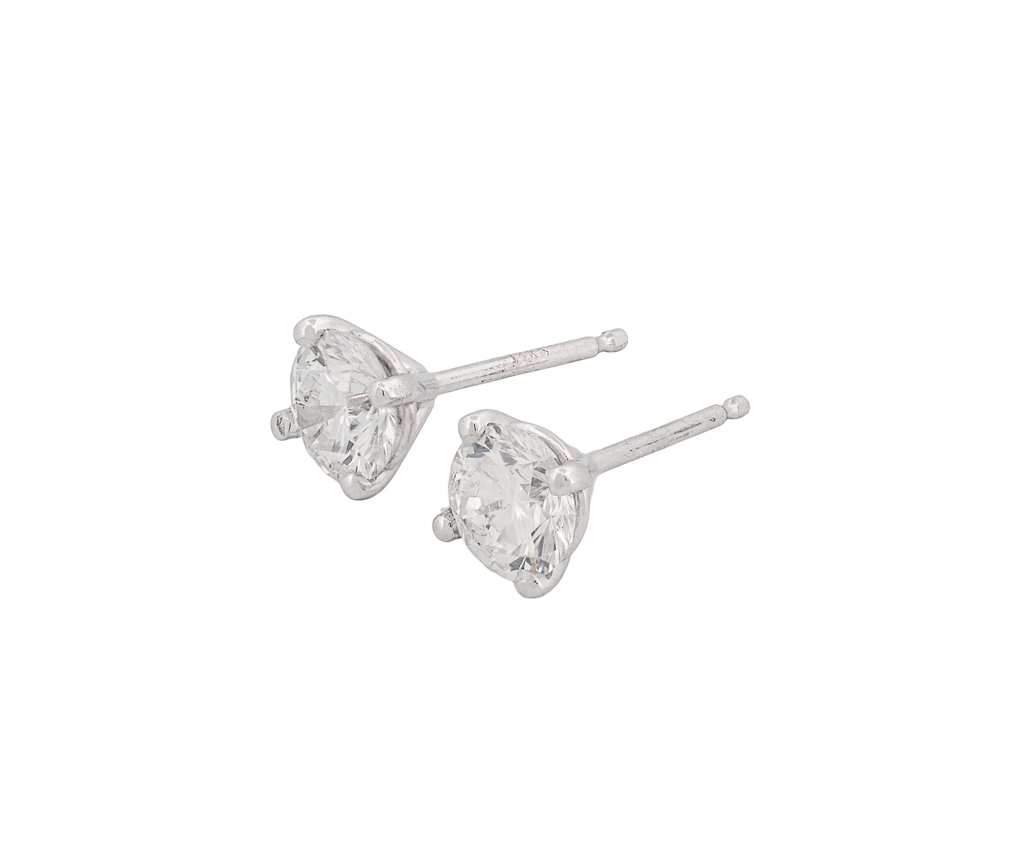14K White Gold  0.95 CTW Round Brilliant F I1 D I1 GIA Diamond Studs