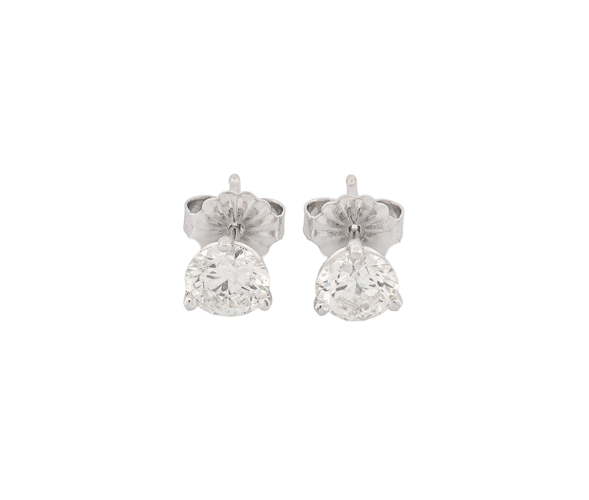 14K White Gold 1.13 CTW Round Brilliant H I2 J I2 GIA Diamond Studs