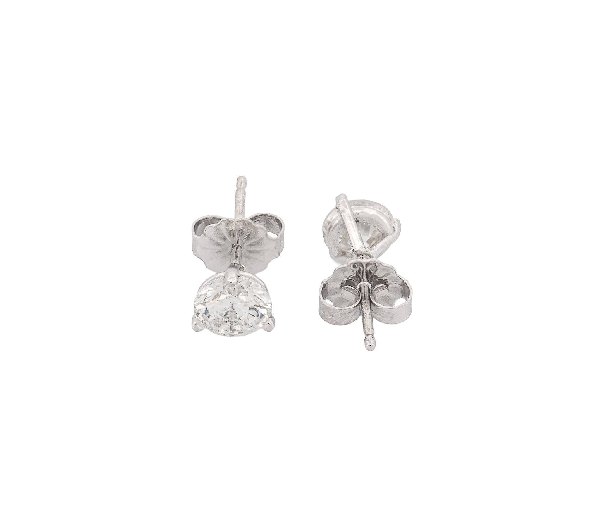 14K White Gold 2.06 CTW Round Modified Brilliant I SI2 I SI2 GIA Diamond Studs