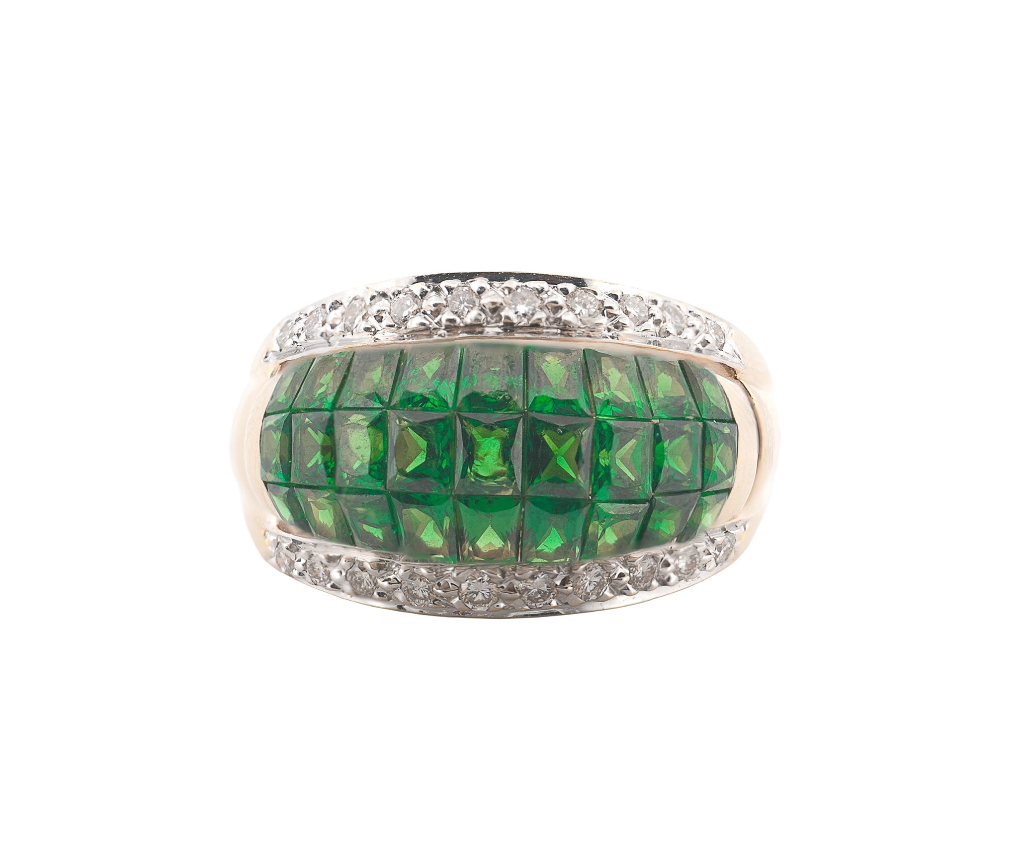 14K Yellow Gold Tsavorite Garnet & Diamond Ring