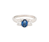 Platinum Natural Blue Sapphire & Diamond Three-Stone Ring