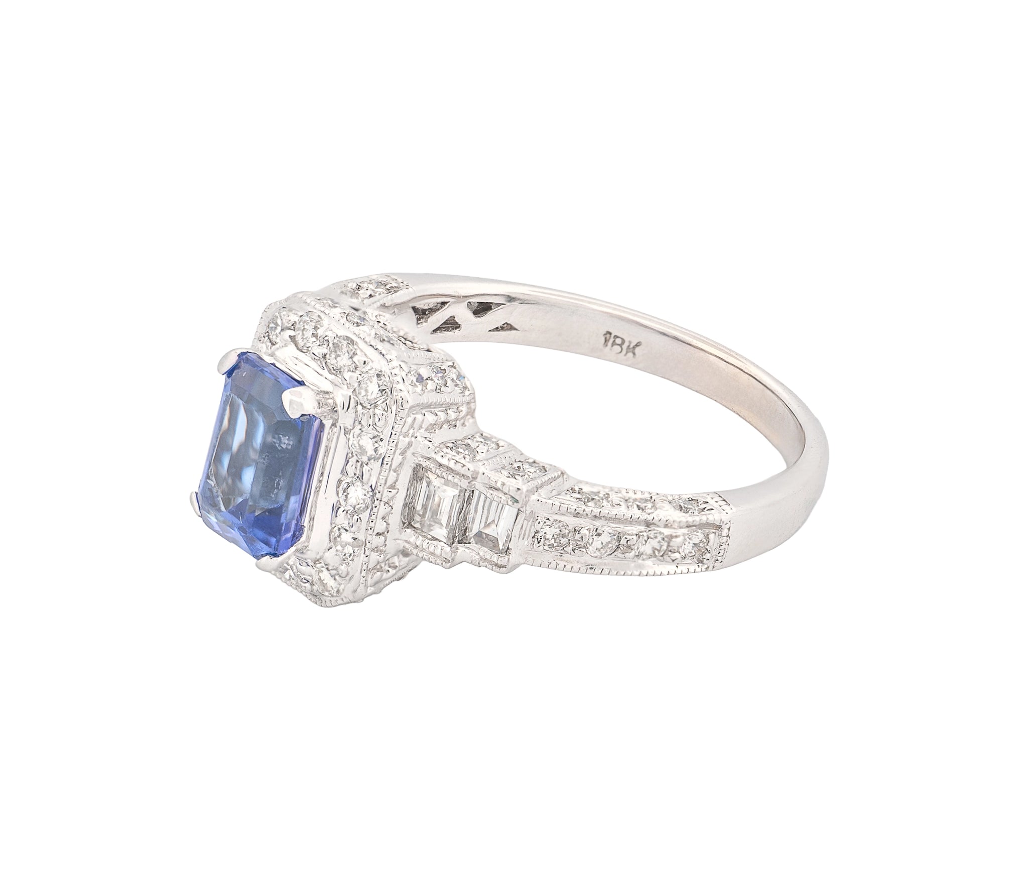 18K White Gold Tanzanite & Diamond Cocktail Ring