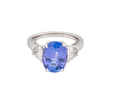 Platinum 3.64ct Natural Tanzanite Ring with Trillion-Cut Diamonds