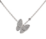 Van Cleef & Arpels 18K White Gold Diamond Two Butterfly Necklace