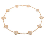 Van Cleef & Arpels 18K Yellow Gold Diamond Alhambra Necklace 10 Motif
