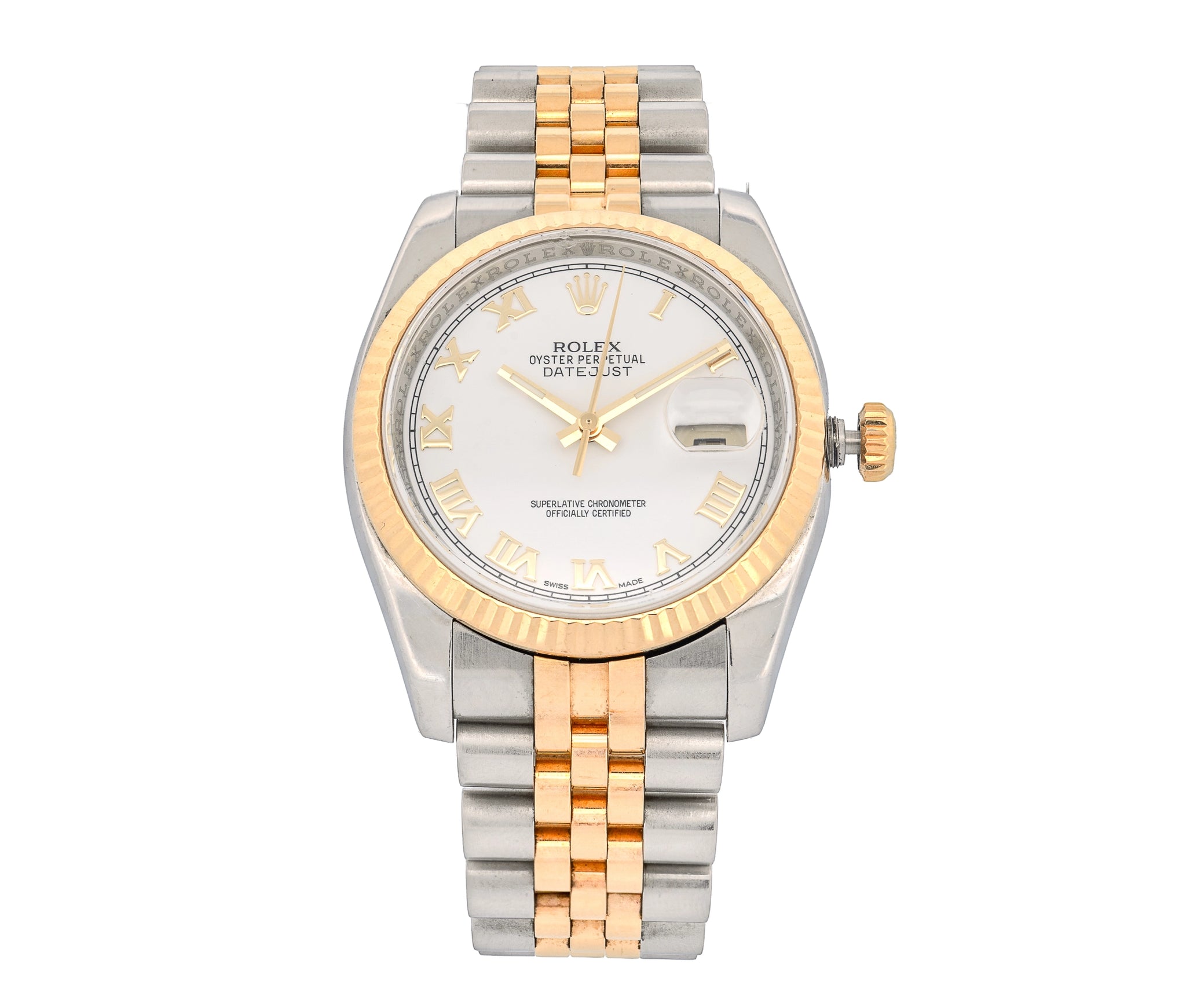 Rolex Two-Tone Datejust White Roman Dial 36mm