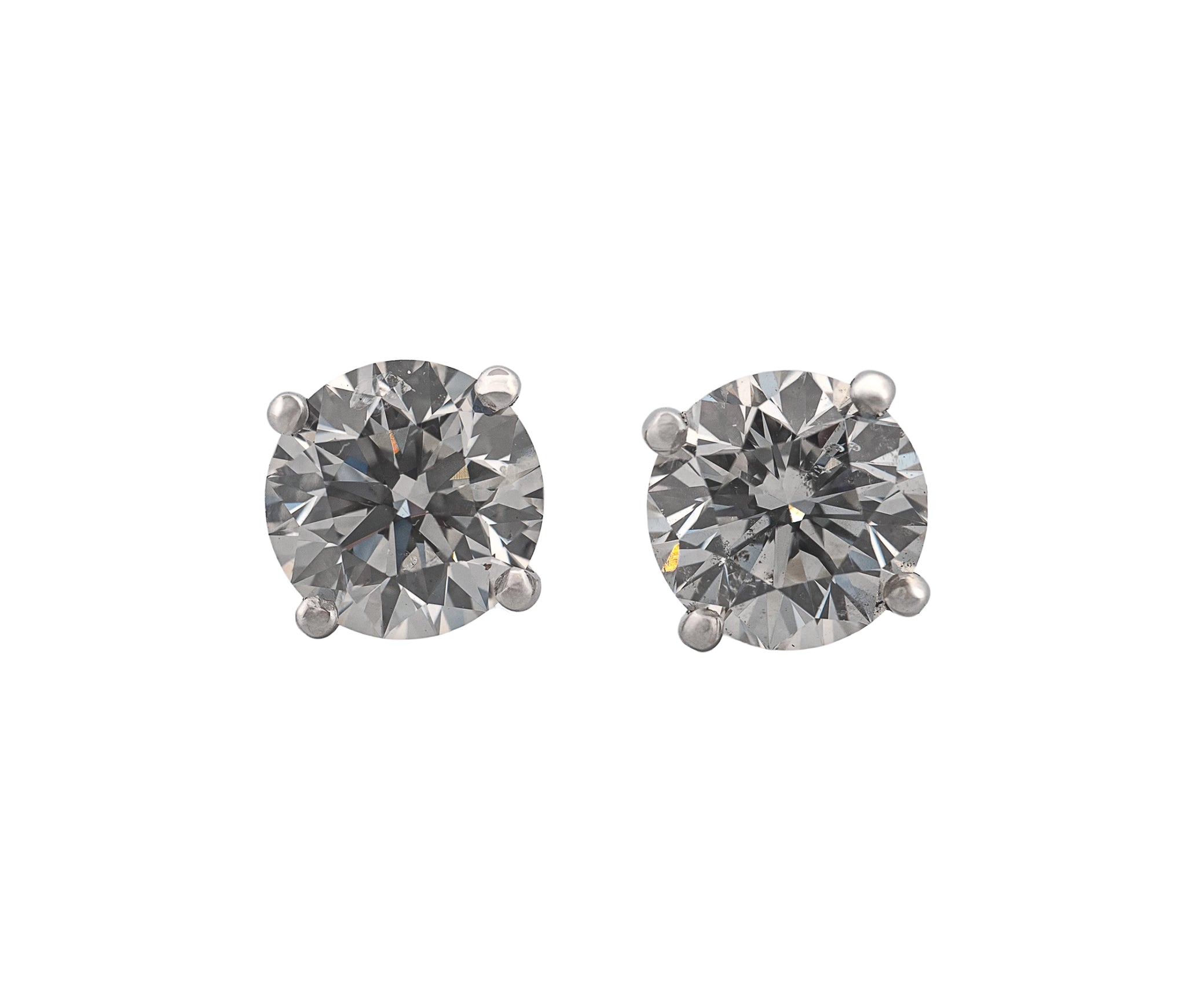 Round Brilliant 1.60 CTW F SI1 F SI2 GIA Diamond Studs 14K White Gold
