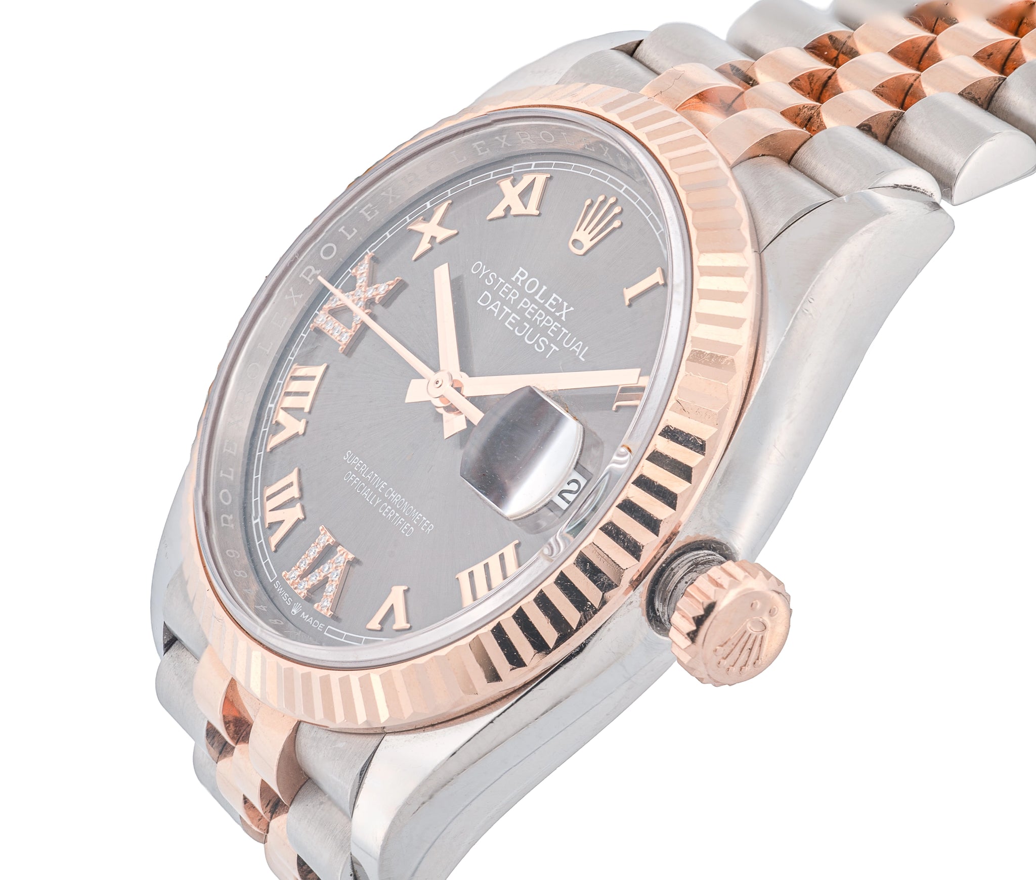 Rolex Datejust 41 Two-Tone Rose Gold with Slate Dial & Diamond Roman Numerals