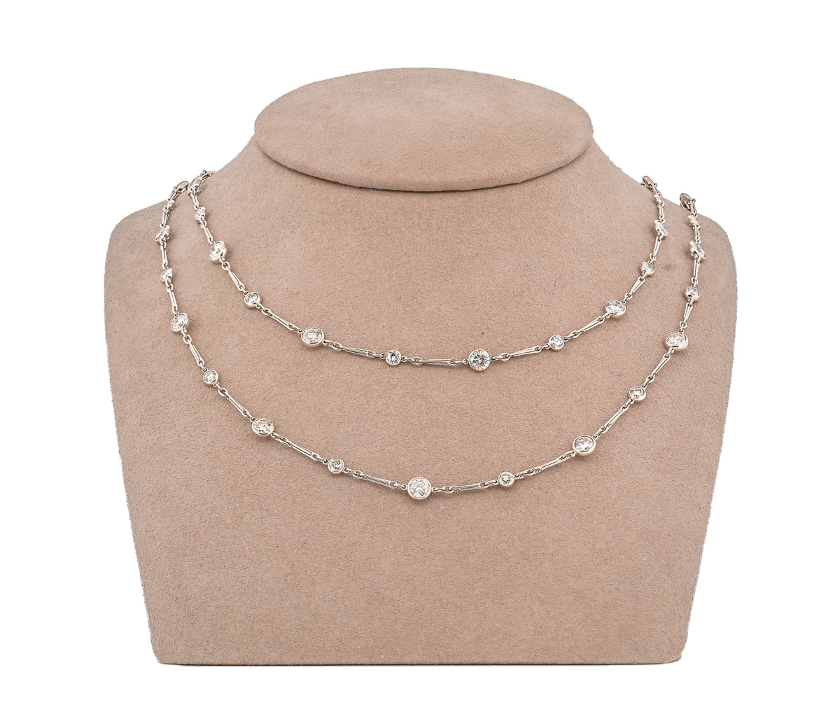 Platinum 8.89cttw. Diamonds By The Yard Necklace