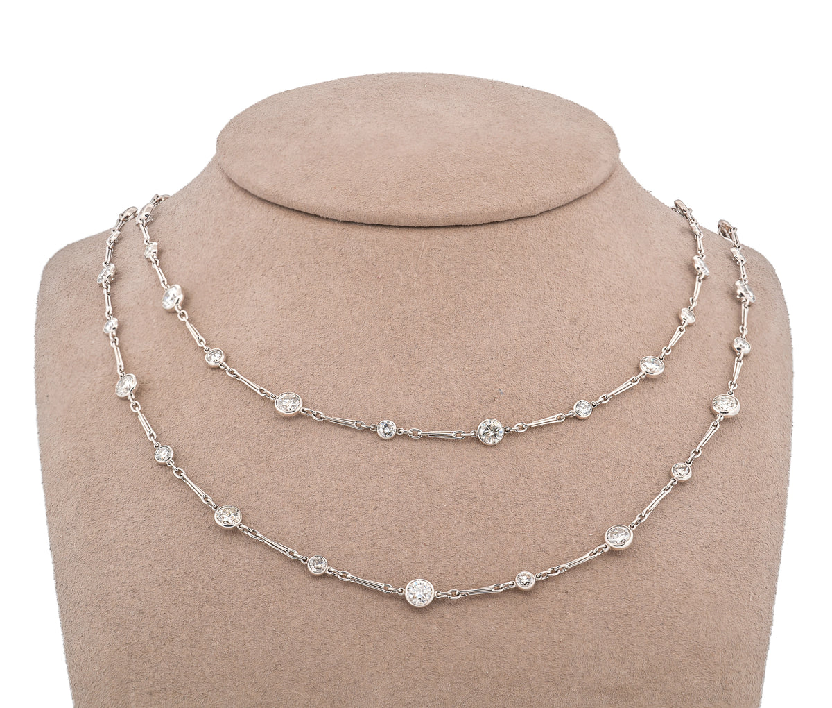 Platinum 8.89cttw. Diamonds By The Yard Necklace