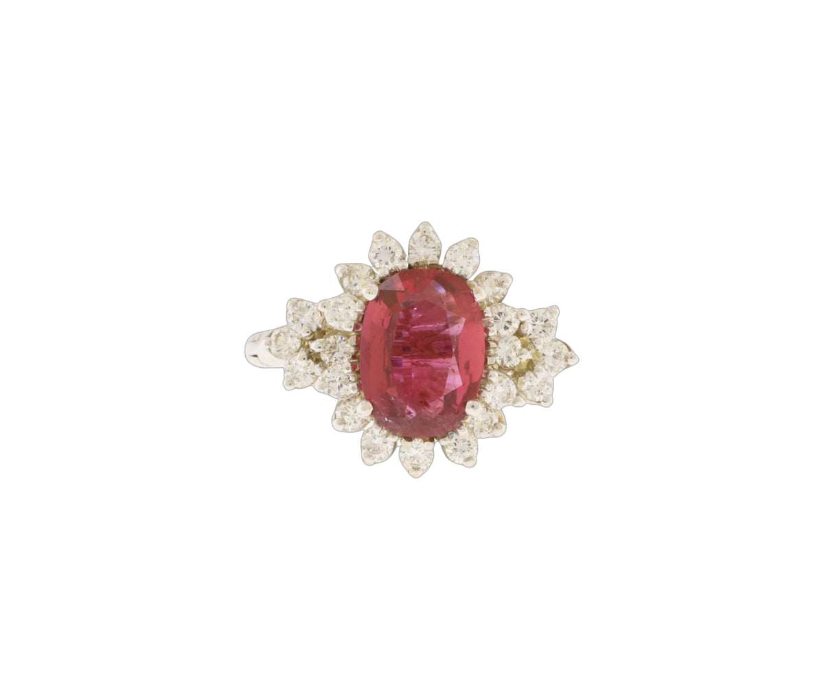14K White Gold 2.03Ct Natural Ruby & 0.67Ct Diamond Ring With Adjustable Shank