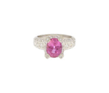 Jye's Platinum 3.26ct Natural Pink Sapphire & 0.91 CTW Diamond Pave Ring