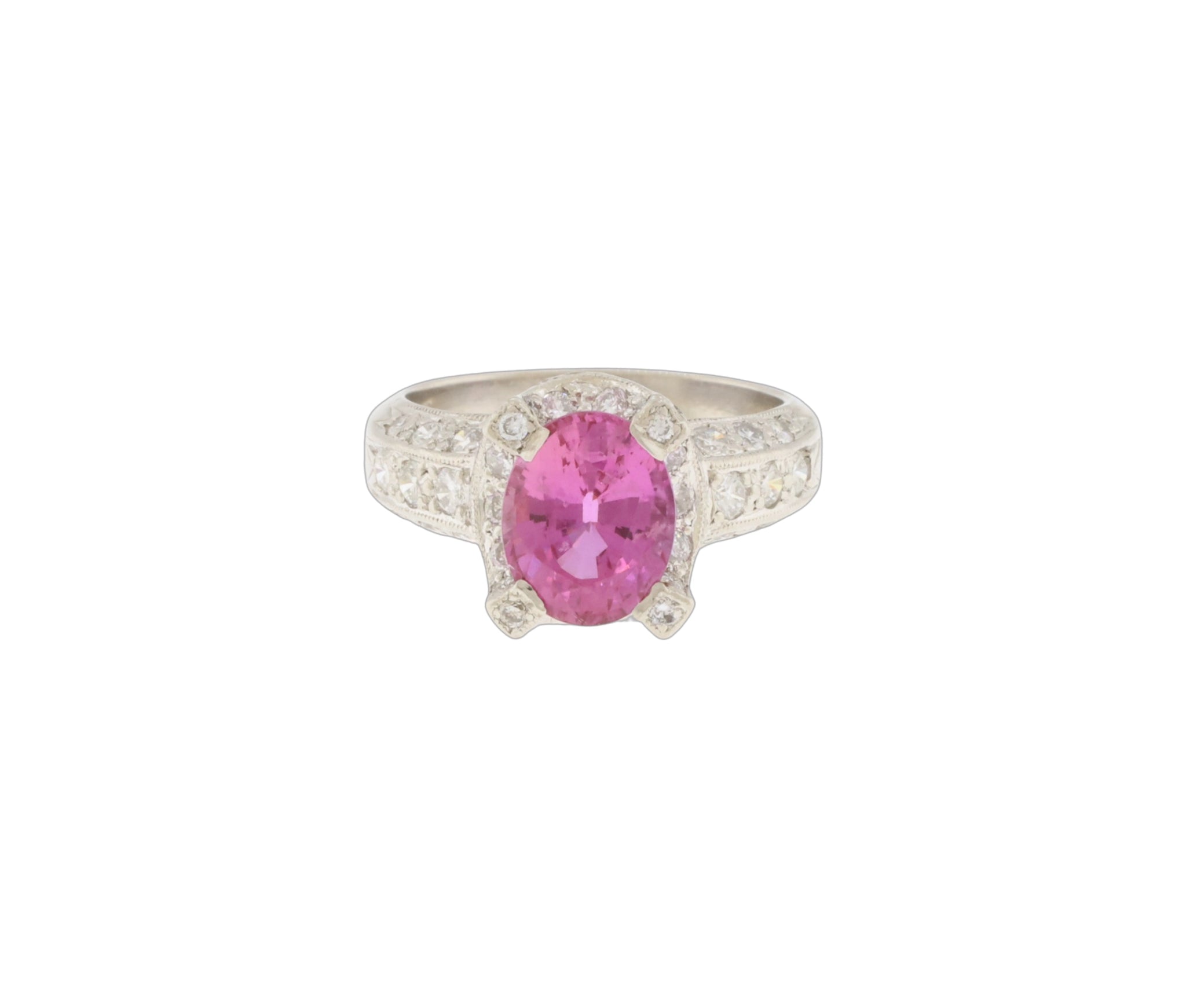 Jye's Platinum 3.26ct Natural Pink Sapphire & 0.91 CTW Diamond Pave Ring