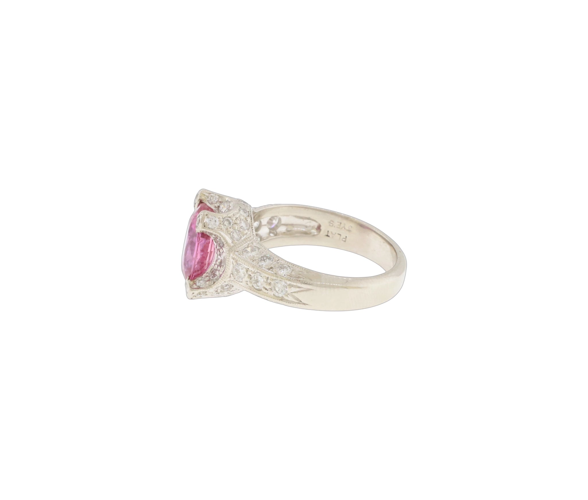 Jye's Platinum 3.26ct Natural Pink Sapphire & 0.91 CTW Diamond Pave Ring