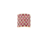 14K Yellow Gold 5.89Ct Natural Ruby & 0.74Ct Diamond Checkerboard Pave Ring