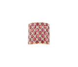 14K Yellow Gold 5.89Ct Natural Ruby & 0.74Ct Diamond Checkerboard Pave Ring