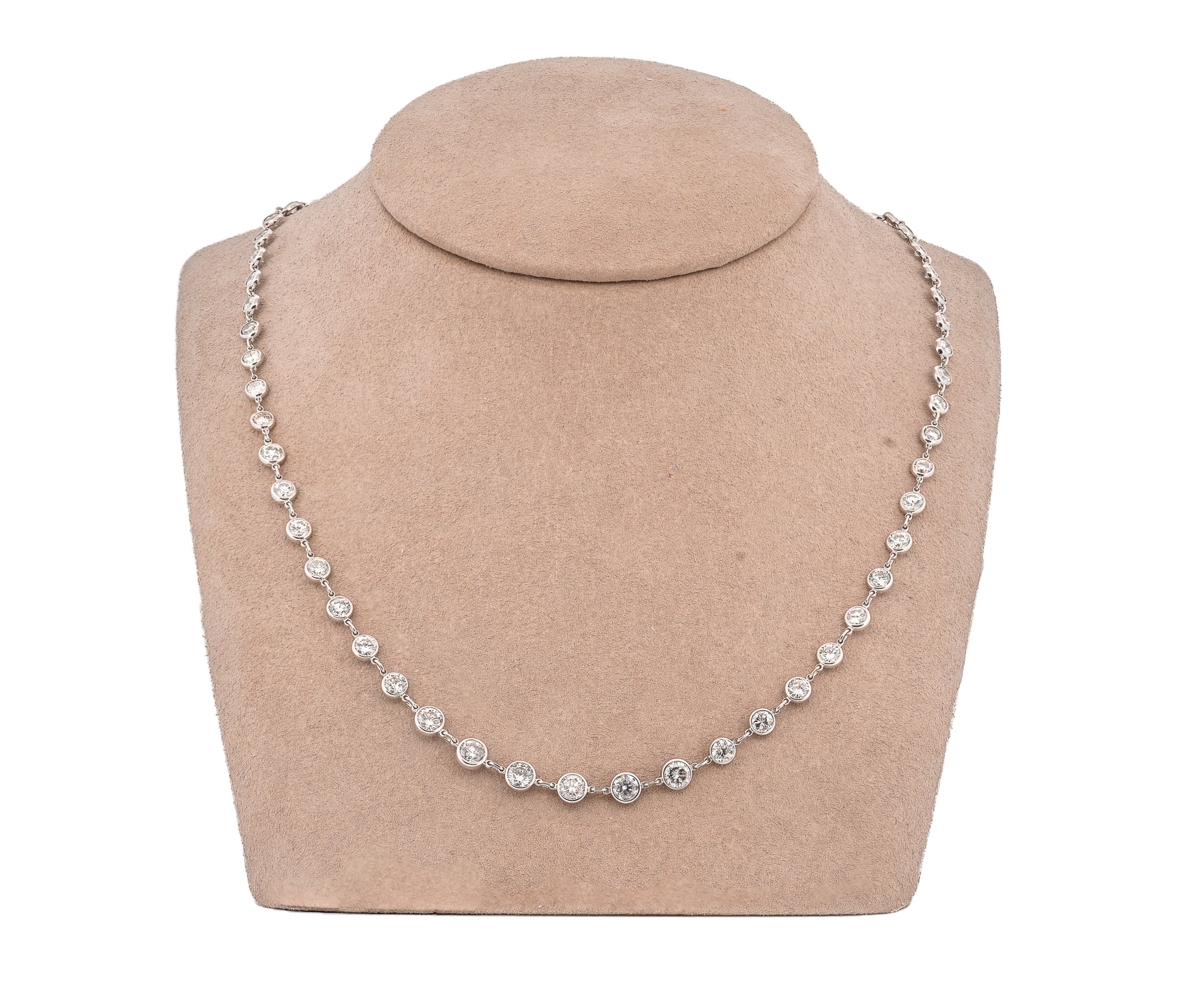 Platinum Diamonds By The Yard Necklace (10.00 CTW Round Brilliant)